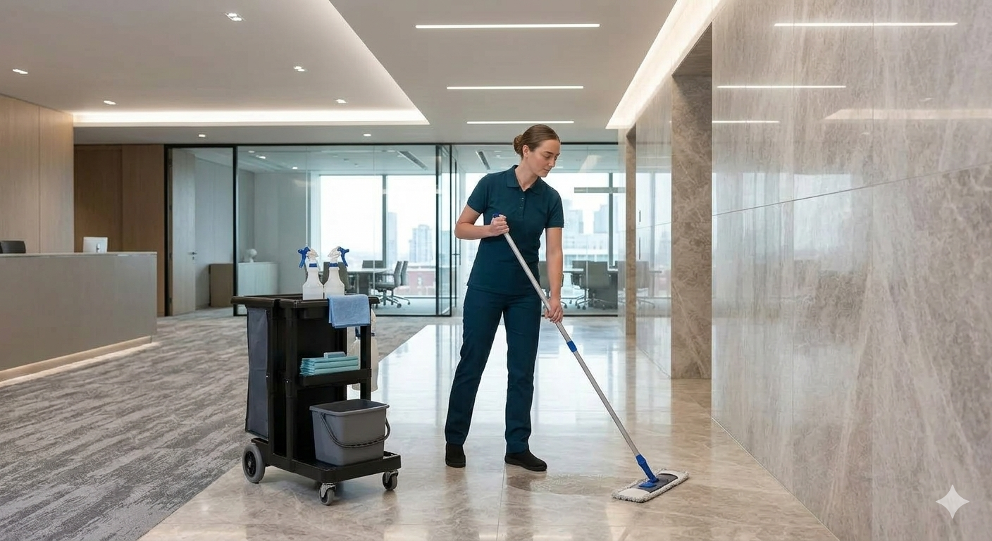 Final handover cleaning of modern corridor
